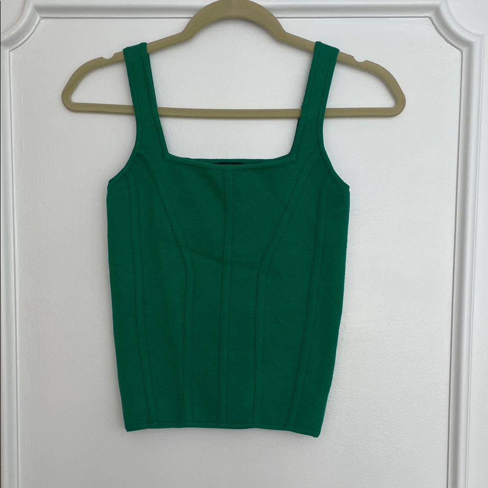 Aqua Green Square-Neck Knit Tank Top
